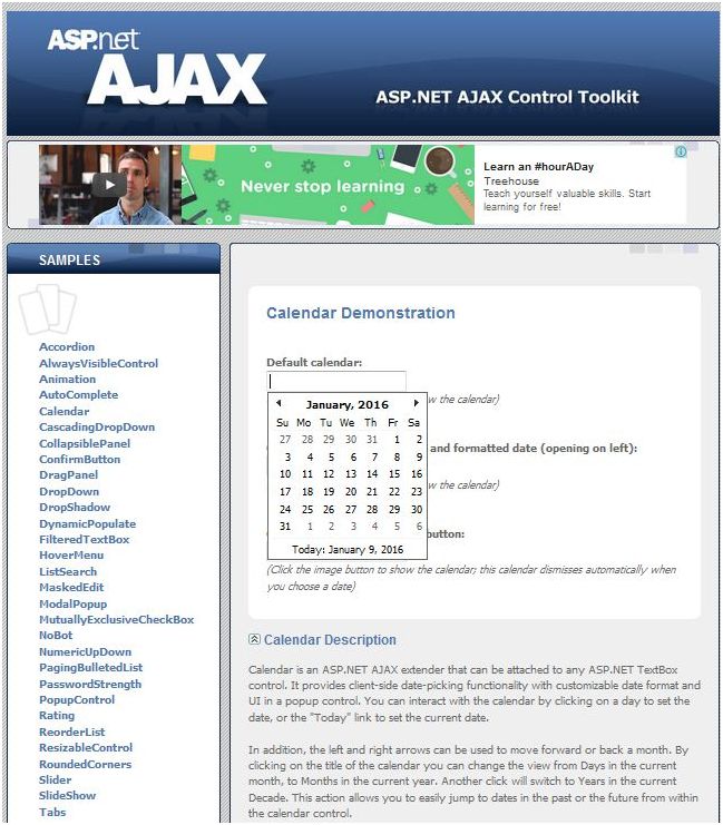 Use AJAX Control Toolkit Calendar Extender With